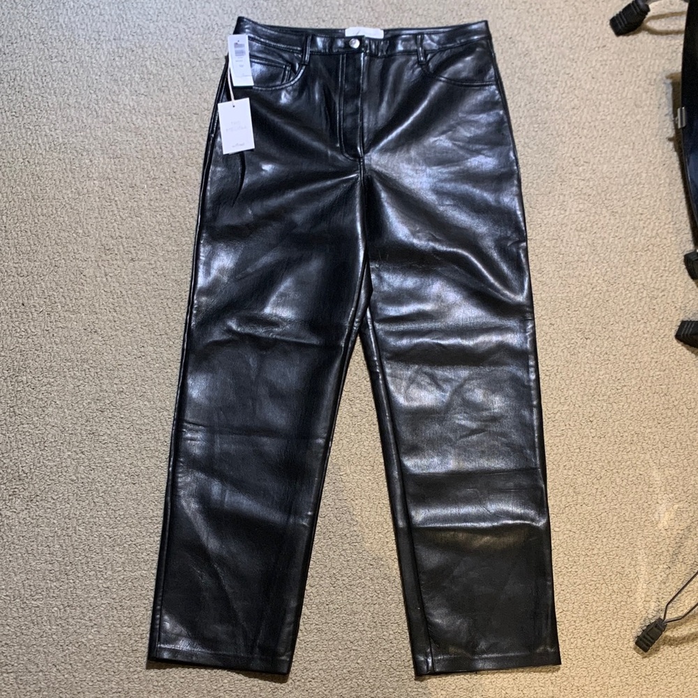 Wilfred Black Leather Straight Leg Pants